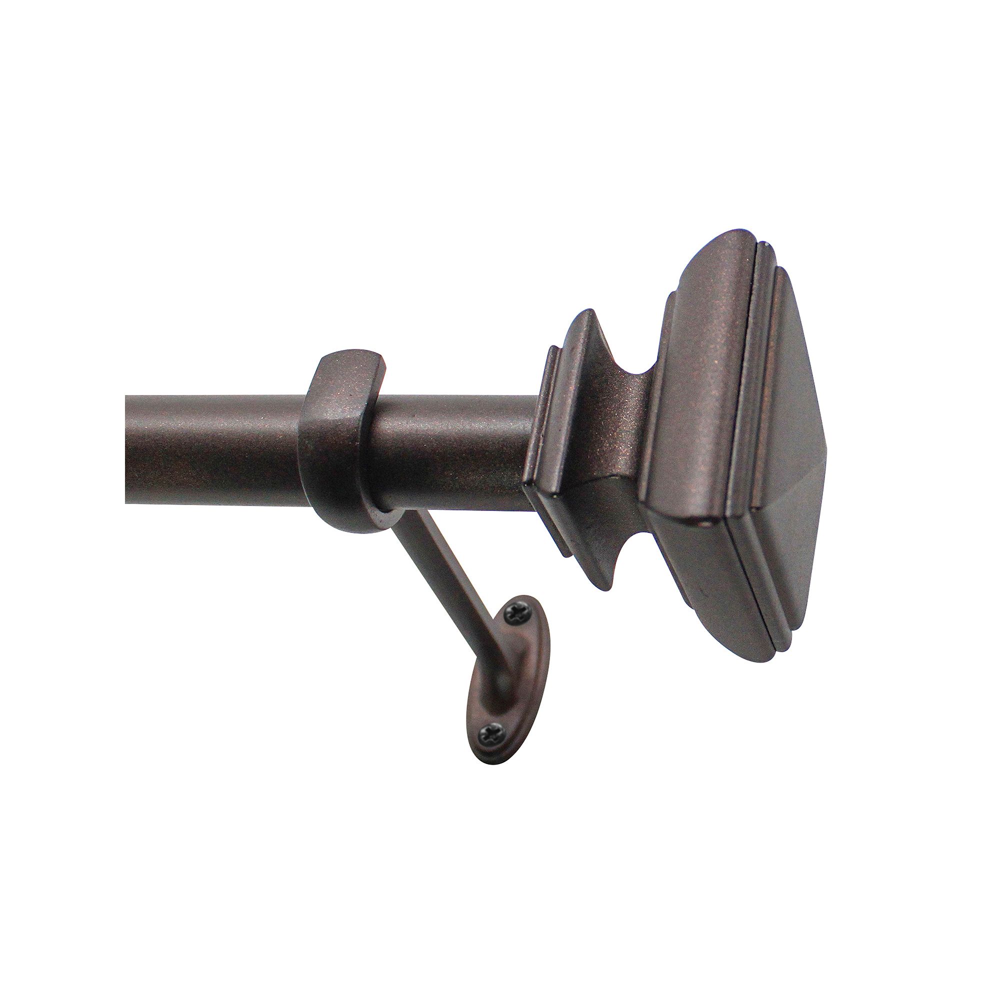 Decopolitan Square Adjustable Curtain Rod, Brown