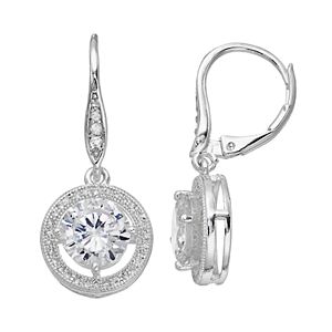 Dana Buchman Cubic Zirconia Round Halo Nickel Free Drop Earrings