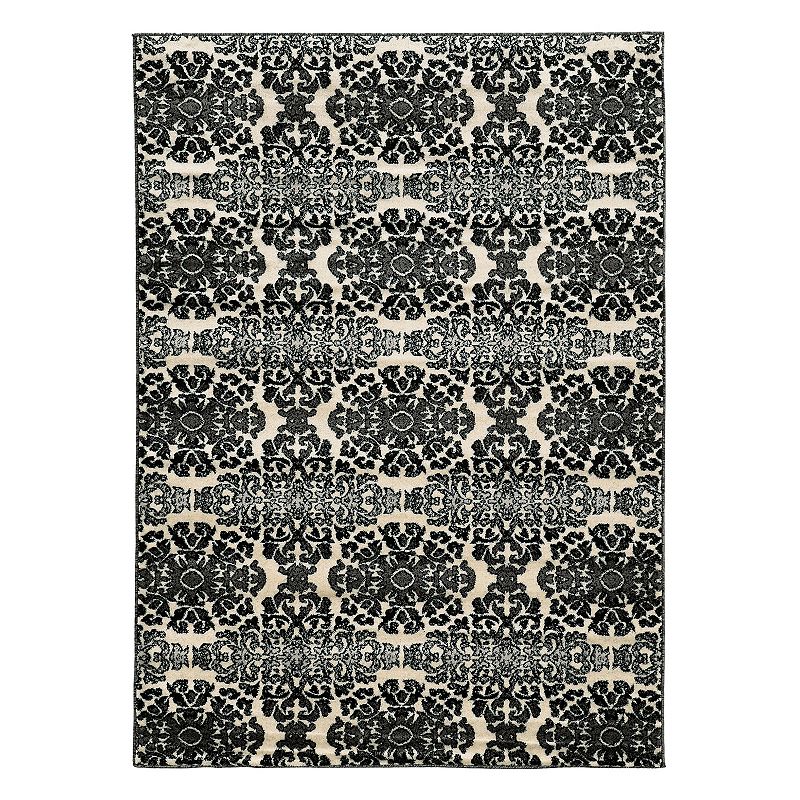 Linon Elegance Snowflakes Medallion Rug, Grey, 8X10 Ft