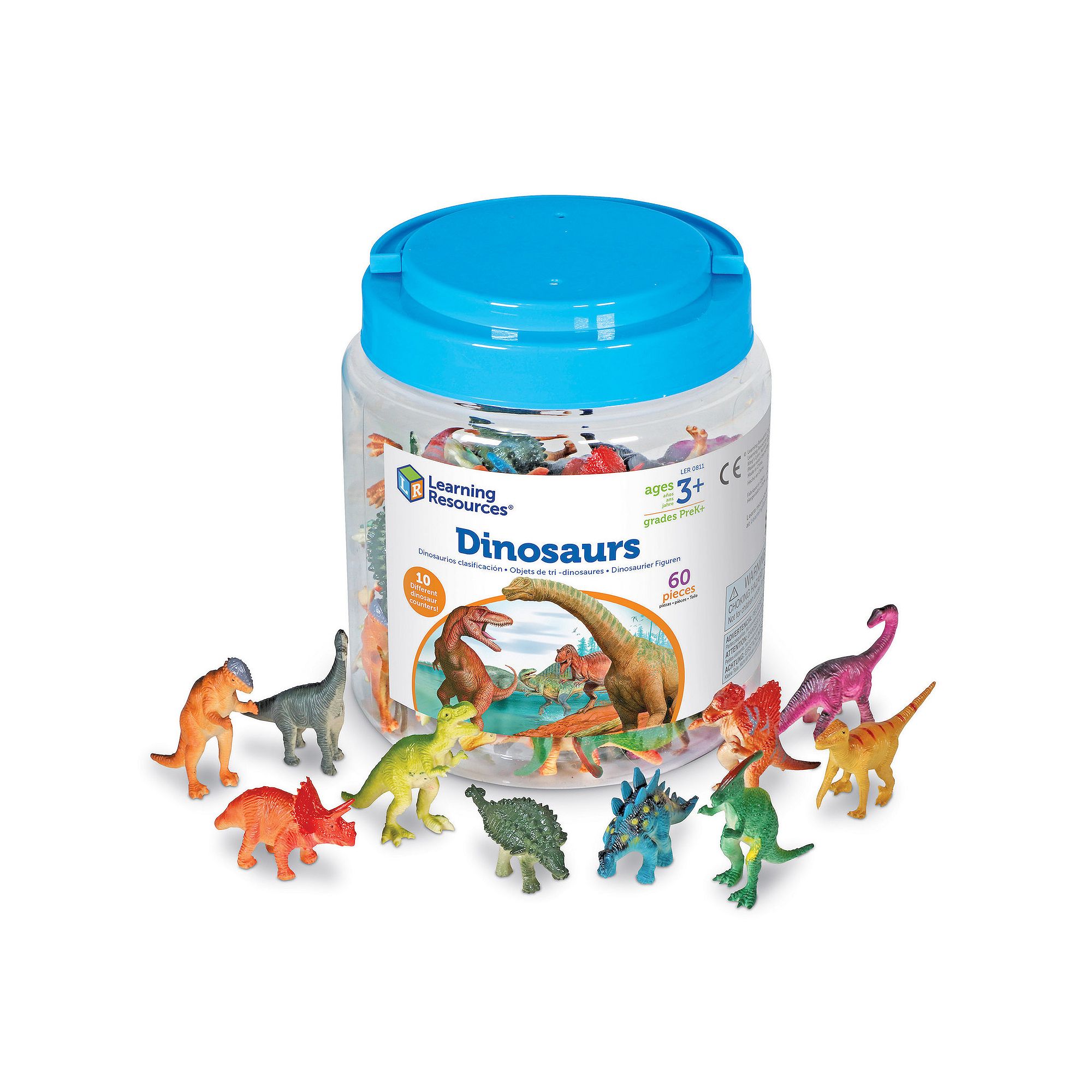 Learning Resources 60-Piece Dinosaur Counters, Multicolor