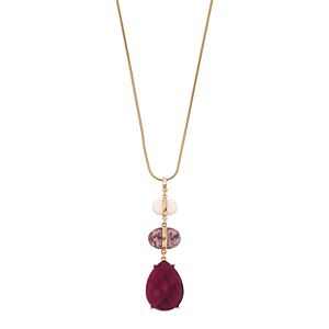 Dana Buchman Faceted Purple Teardrop Pendant Necklace