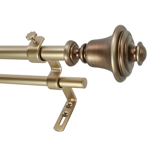 Decopolitan Bell Adjustable Vintage Bronze Tone Double Curtain Rod