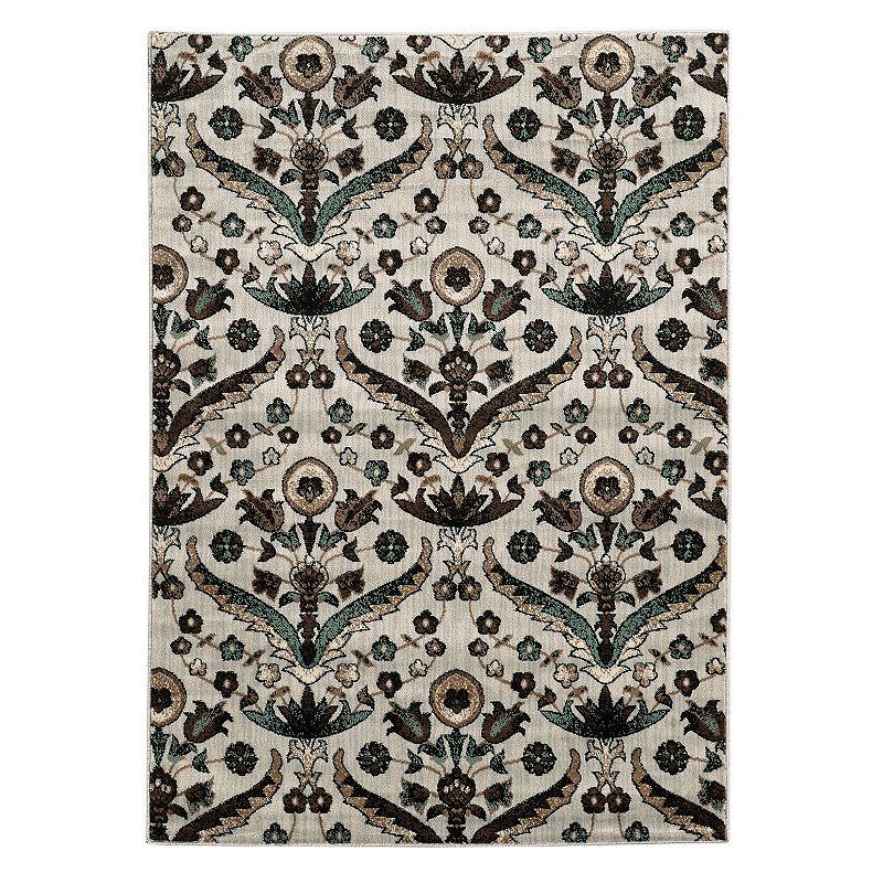 Linon Elegance Chateau Floral Rug, Blue, 8X10 Ft