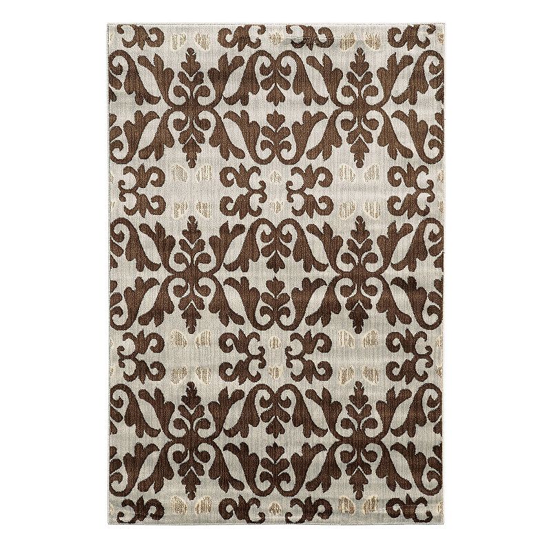 Linon Elegance Florence Ornate Rug, White, 8X10 Ft