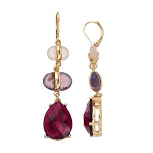 Dana Buchman Maroon Teardrop Nickel Free Linear Earrings