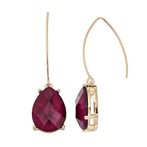 Dana Buchman Maroon Teardrop Nickel Free Threader Earrings