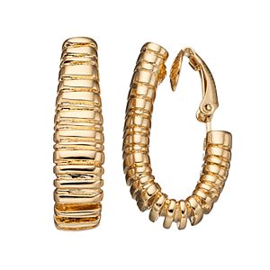 Dana Buchman Textured Nickel Free Clip On Hoop Earrings