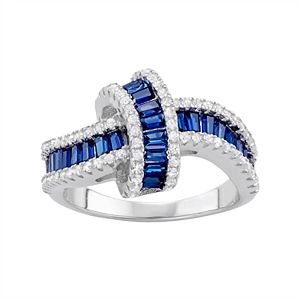 Sterling Silver Lab-Created Blue & White Sapphire Ring