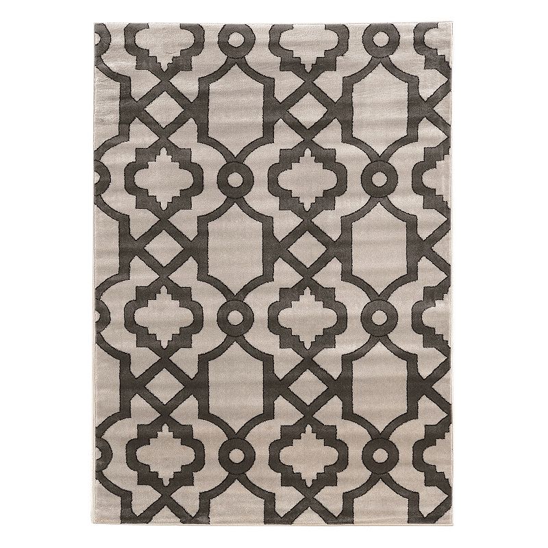 Linon Elegance Geo Lattice Rug, Grey, 8X10 Ft