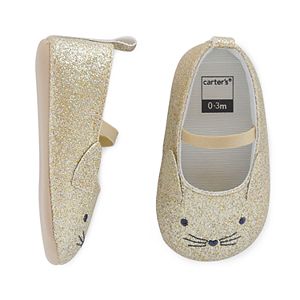 Baby Girl Carter's Glitter Cat Mary Jane Crib Shoes