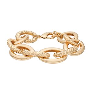 Dana Buchman Textured & Polished Oval Link Bracelet