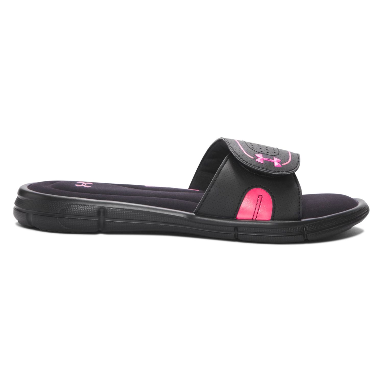 women's black under armour flip flops