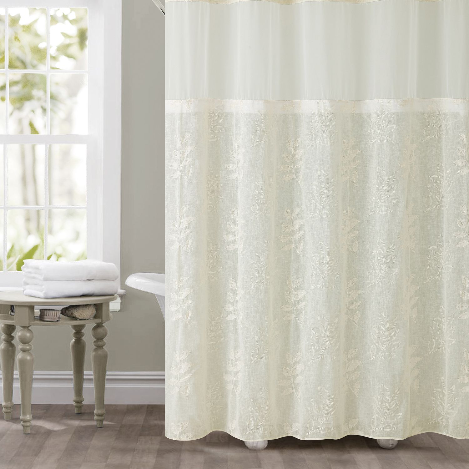 Image for Hookless Palm Leaves Shower Curtain & Liner at Kohl's.
