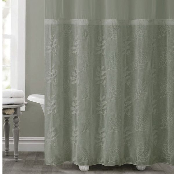 Hookless Palm Leaves Shower Curtain Liner, Hookless Palm Leaf Shower Curtain