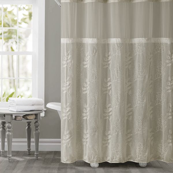 Hookless Palm Leaves Shower Curtain Liner, Palm Leaf Hookless Shower Curtain