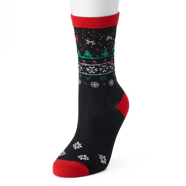 Women's Reindeer, Snowflakes & Presents Slipper Socks