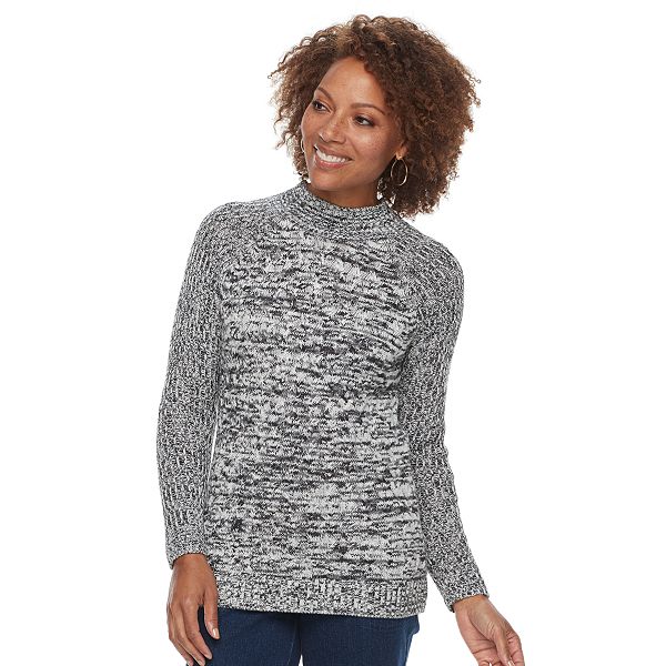 Petite Croft & Barrow® Mockneck Cable Sweater