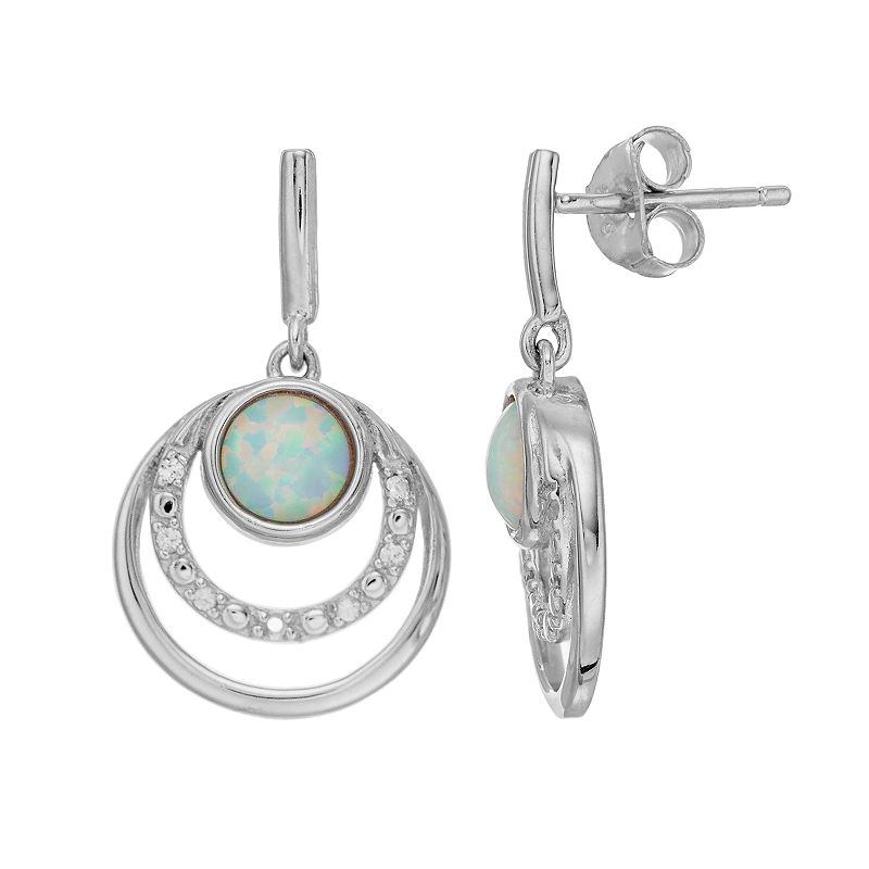 RADIANT GEM Lab Created Opal & Diamond Accent Triple Circle Earrings, Women