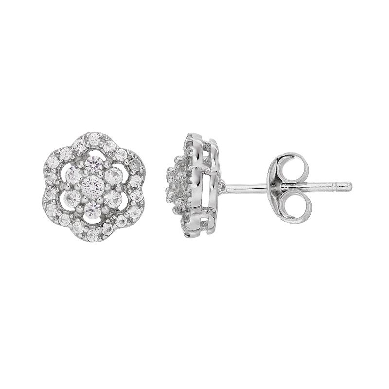 Pure Radiance Lab-Created White Sapphire & Diamond Accent Flower Cluster St