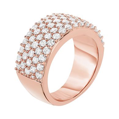 Rose Gold Tone Sterling Silver Cubic Zirconia Pave Ring