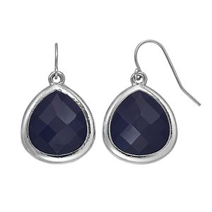 Blue Faceted Nickel Free Teardrop Earrings