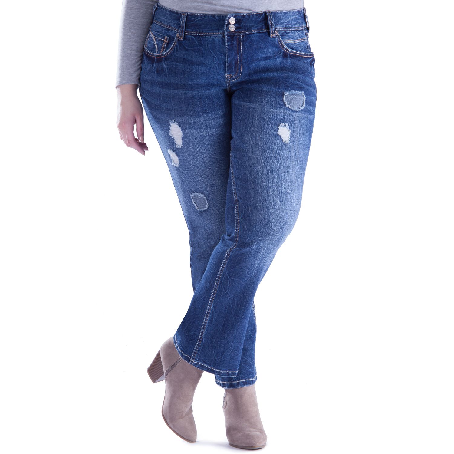 plus size distressed bootcut jeans