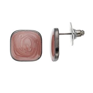 Red Swirling Square Nickel Free Drop Earrings