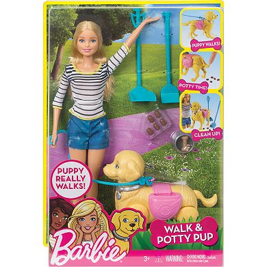 Barbie® Blonde Hair Barbie & Walk & Potty Pup Set