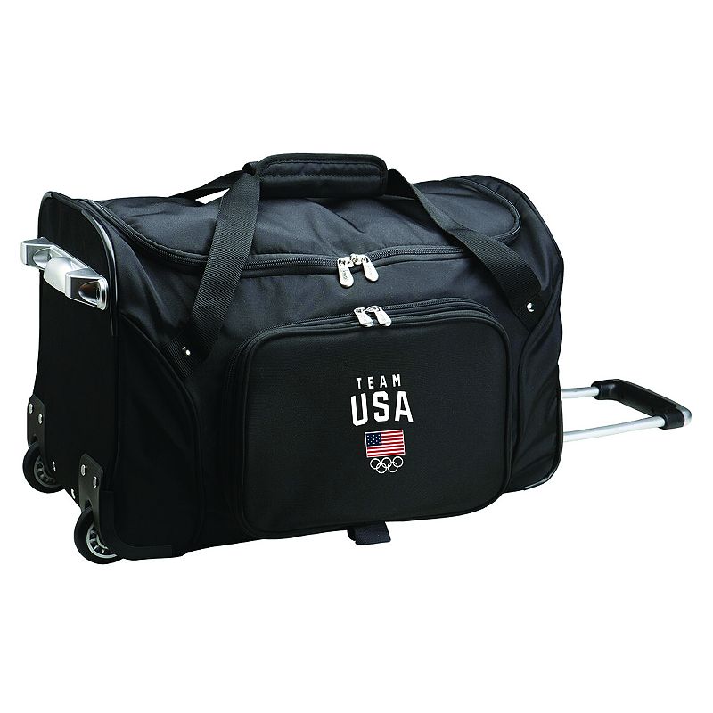 Denco USA Olympics Team 21-Inch Wheeled Duffel Bag, Black
