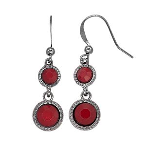 Red Round Nickel Free Double Drop Earrings