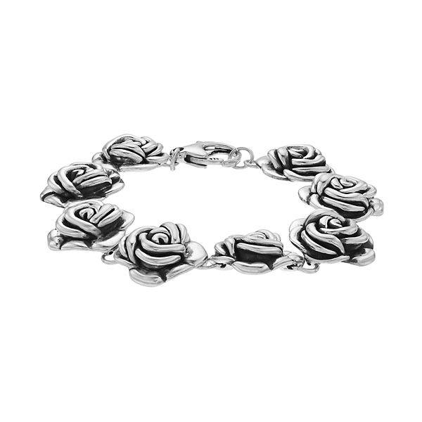 Sterling Silver Electroform Rose Bracelet