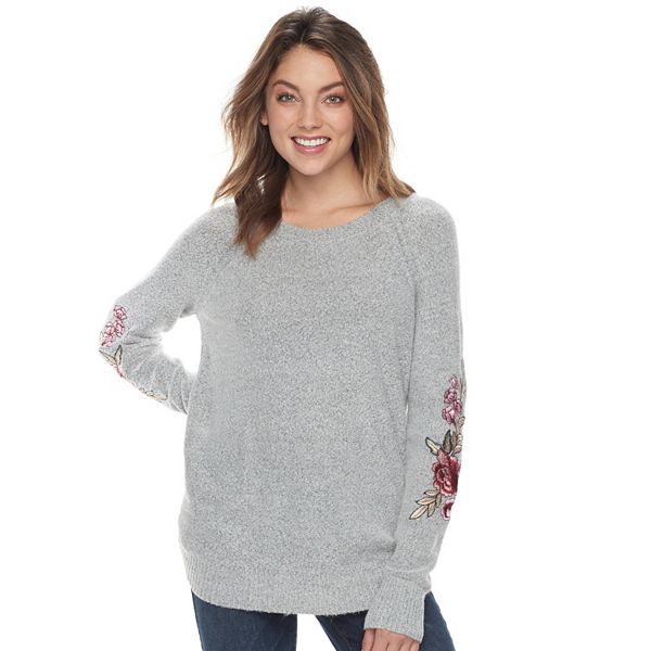 Juniors' Cloud Chaser Embroidered Floral Mockneck Sweater |  centenariocat.upeu.edu.pe