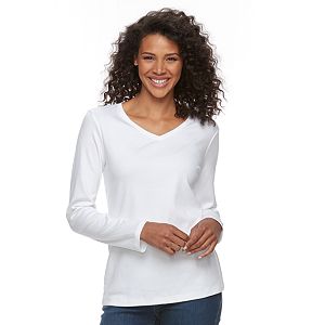 Women's Croft & Barrow® Classic Long Sleeve V-Neck Tee