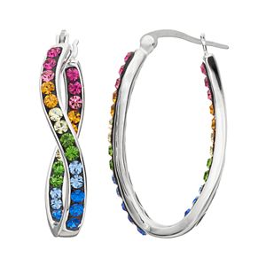 Confetti Crystal Inside-Out Twist Hoop Earrings