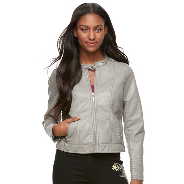 Juniors J 2 Textured Crop Faux Leather Jacket