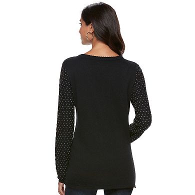 Women's ELLE™ Textured Embellished Sweater