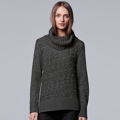 Women s Simply Vera Vera Wang Cable Knit Turtleneck Sweater