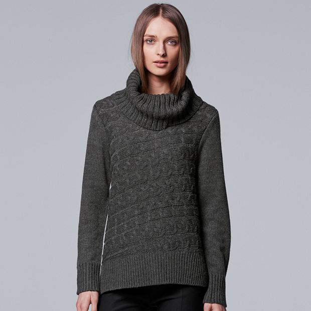 Simply Vera Vera Wang Women Sweater Knitted Mock Neck Long Sleeves