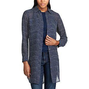 Petite Chaps Georgette Button-Down Tunic