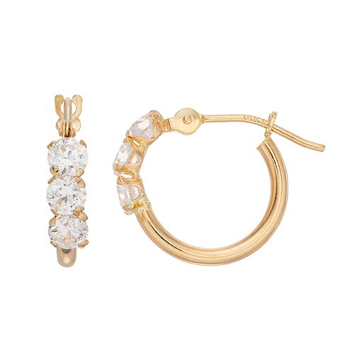 Charming Girl Kids' 14k Gold Hoop Earrings with Swarovski Zirconia