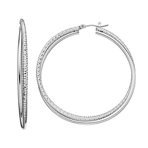 Jennifer Lopez Textured Crisscross Nickel Free Hoop Earrings