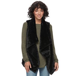 Juniors' Rewind Draped Faux-Fur Vest
