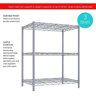 Home Basics 3-Tier Steel Wire Storage Shelf