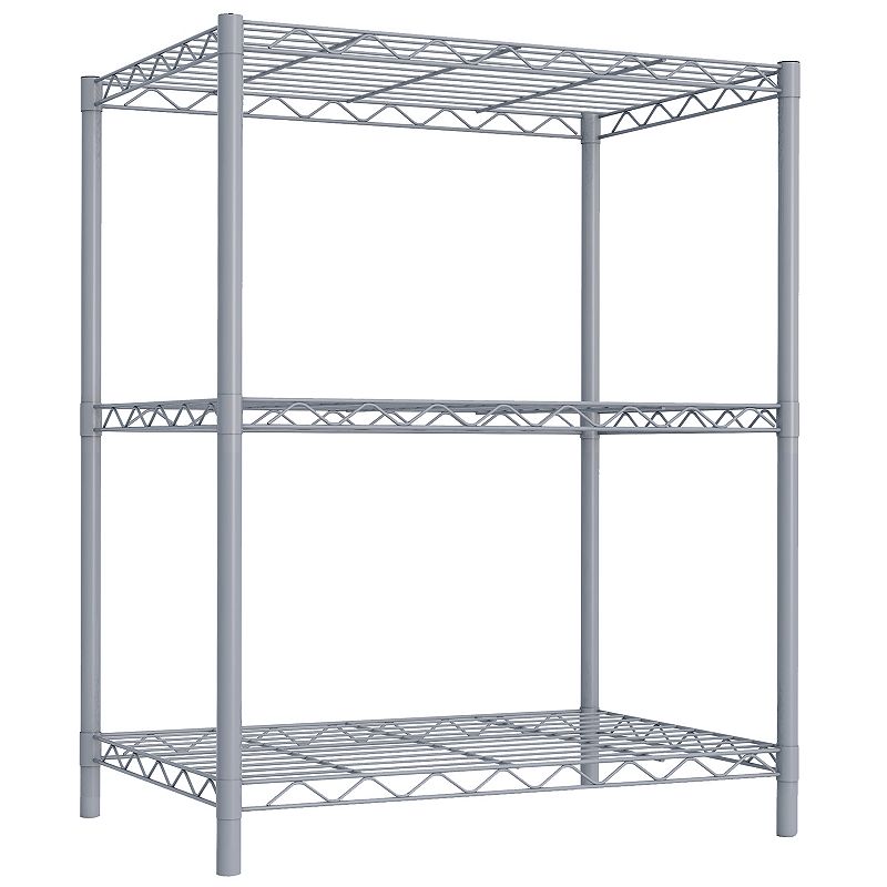 Home Basics 3-Tier Steel Wire Storage Shelf, Grey, 3 TIER