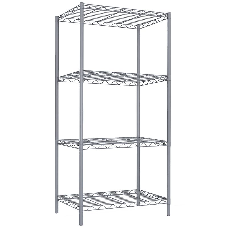 Home Basics 4-Tier Steel Wire Storage Shelf, Grey, 4 TIER