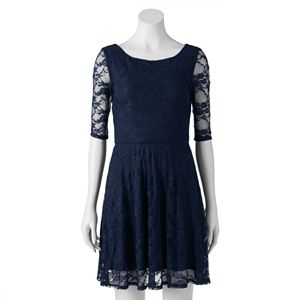 Juniors’ Wrapper Floral Lace Skater Dress