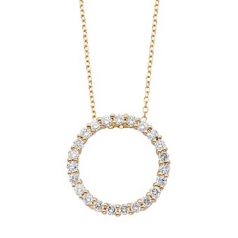 The Regal Collection 14k Gold 1/2 Carat T.W. IGL Certified Diamond Circle Pendant Necklace