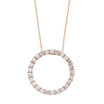 The Regal Collection 14k Gold 1 Carat T.W. IGL Certified Diamond Circle Pendant Necklace