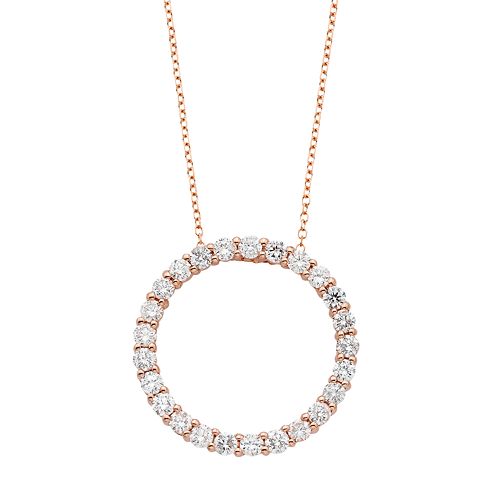 14k Gold 1 Carat T.W. IGL Certified Diamond Circle Pendant Necklace
