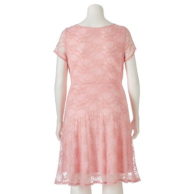 Juniors' Plus Size Wrapper Lace A-Line Dress 